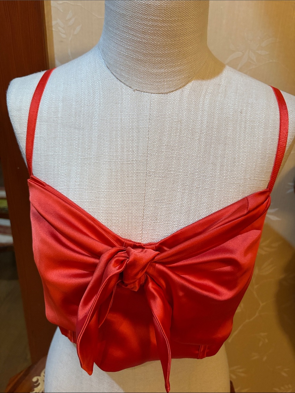 Black History Month Orange Satin Tie-Front Bustier Crop Top